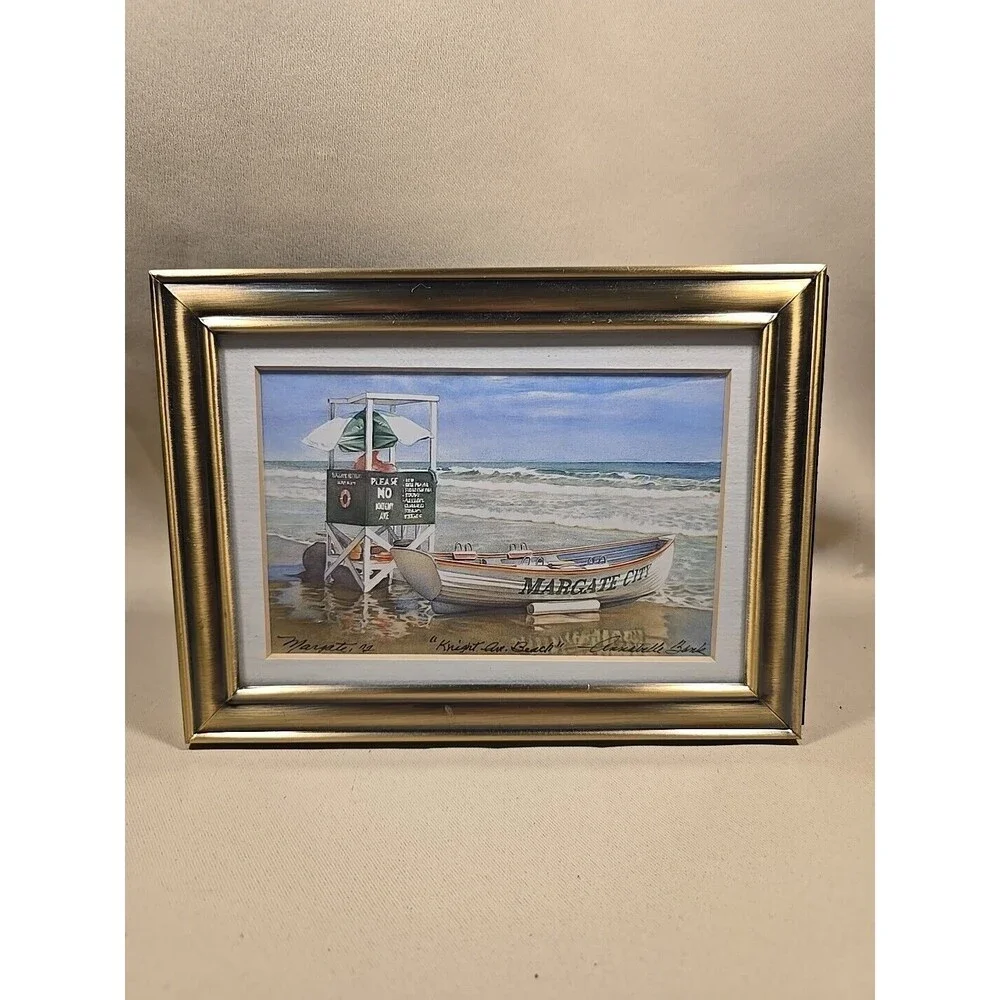 Annabelle Banks Signed Painting Margate, NJ, Knight Ave. Beach Laser Repring
